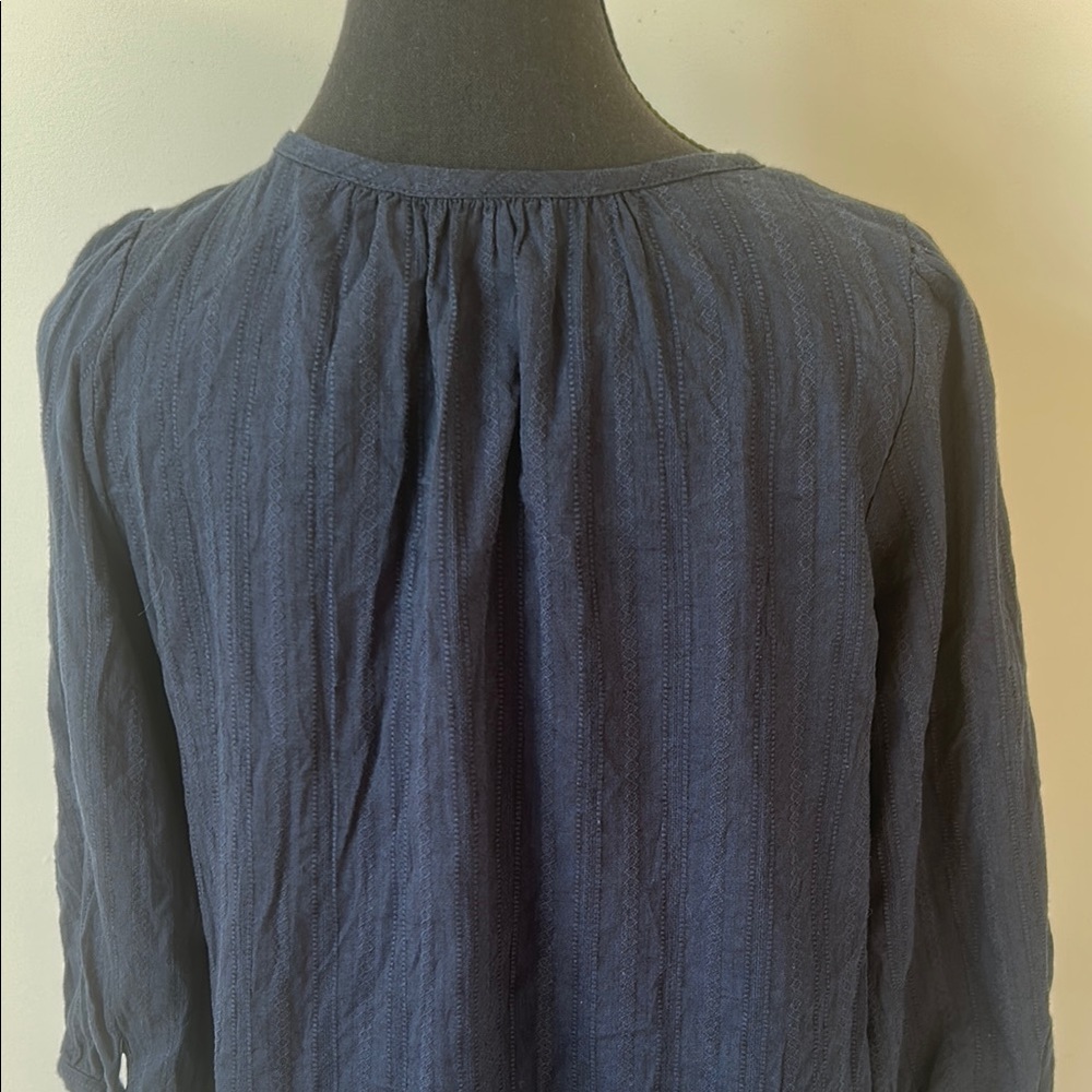 Blue Relaxed Ruched Tunic Blouse - Picture 9 of 12